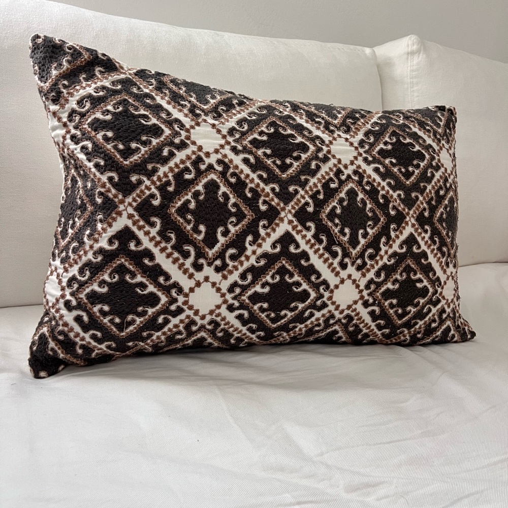 Geometric Black and Brown Throw Pillow Cover